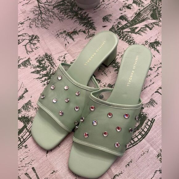 Loeffler Randall Brooke Mesh Mid Heel Mule Sandals w/ Crystal Embellishment NWT - Picture 5 of 11